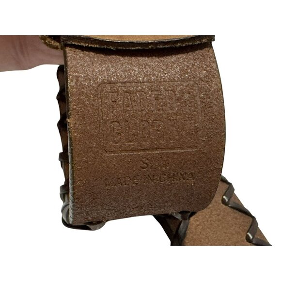 Y2K Faded Glory Braded V-Stitch Leather Two-Tone Belt Large Brass Buckle  30-34 - Picture 4 of 4